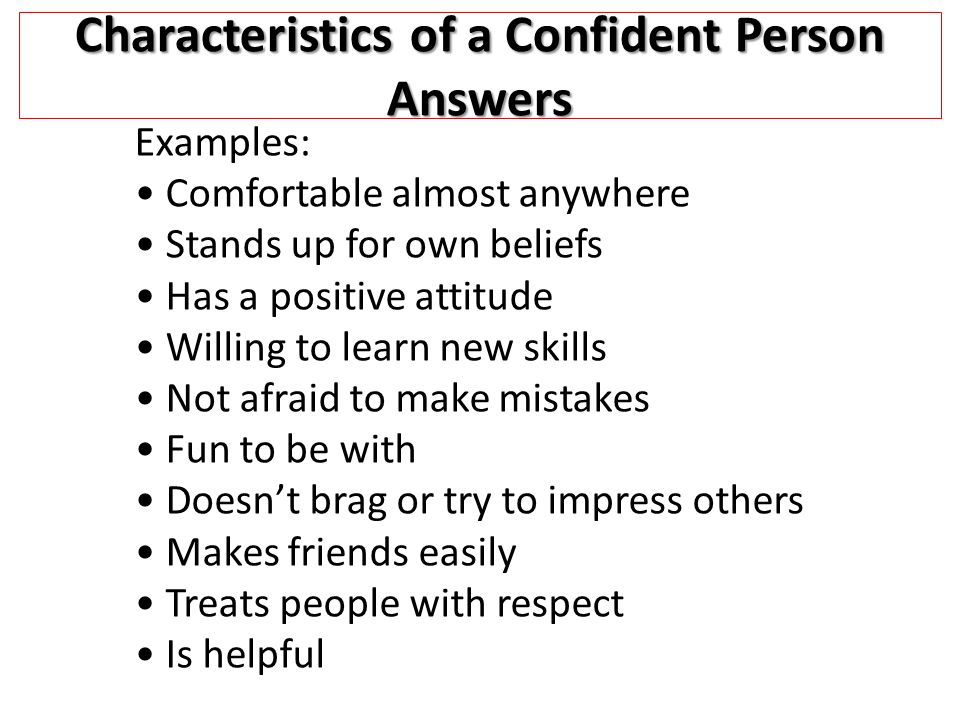 characteristics of self confidence